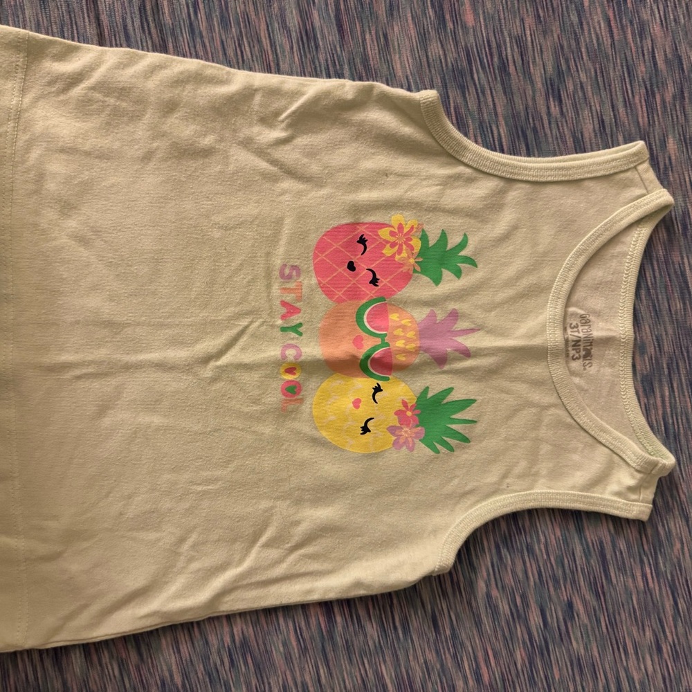 Garanimals Cream and Pink Tank Top with Tropical Fruit Design